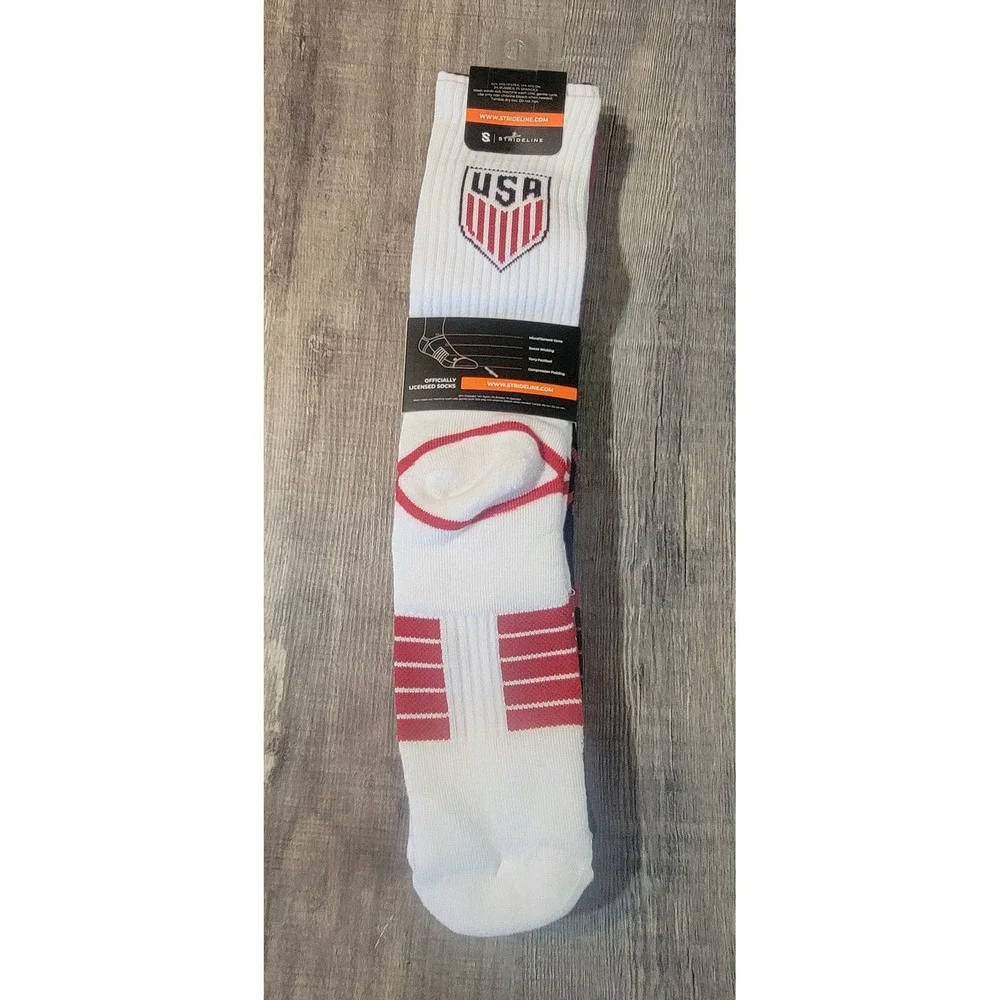 Strideline USA Soccer Crew Socks 3 Pair Pack Red White Blue Performance Athletic